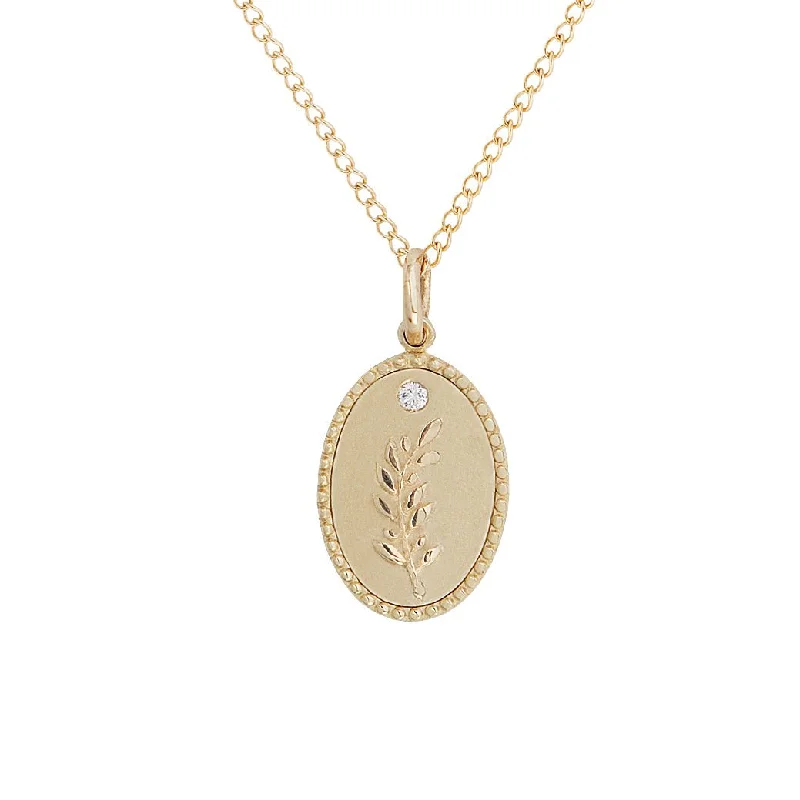 Breathtaking Jewelry At Limited-Time Savings 10K Gold Small "Olive Branch" Necklace with Diamond Detail
