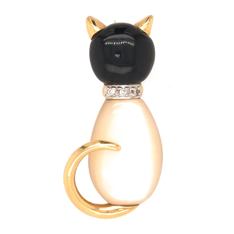 Discounted Luxury Jewelry – Shine Without The Splurge Cat Lover and Proud of it. 14K Mother of Pearl and Onyx Diamond Collar Cat Pin Discounted Luxury Jewelry – Shine Without The Splurge Cat Lover and Proud of it. 14K Mother of Pearl and Onyx Diamond Collar Cat Pin