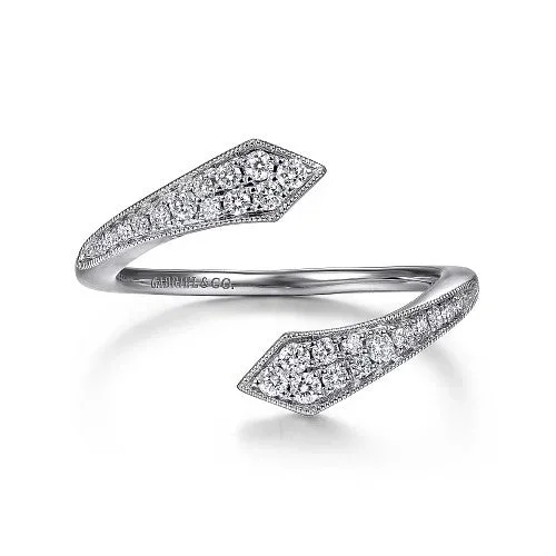 Elevate Your Outfit With Discounted Statement Jewelry 14K White Gold Diamond Pave Bypass Open Ring Elevate Your Outfit With Discounted Statement Jewelry 14K White Gold Diamond Pave Bypass Open Ring