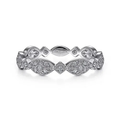 Special Deals On Handcrafted And Designer Jewelry 14K White Gold Marquise Station Pave Diamond Stackable Ring Special Deals On Handcrafted And Designer Jewelry 14K White Gold Marquise Station Pave Diamond Stackable Ring
