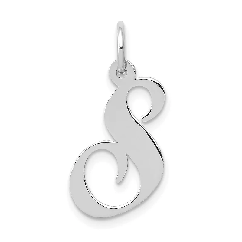 Exclusive Online Jewelry Sale – Don't Wait 14k White Gold Medium Fancy Script Initial S Char. Chain not Included Exclusive Online Jewelry Sale – Don't Wait 14k White Gold Medium Fancy Script Initial S Char. Chain not Included