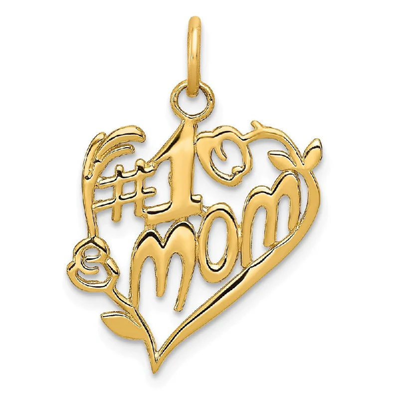 Upgrade Your Jewelry Collection For Less 14k Yellow Gold #1 Mom Heart Charm or Pendant, 16mm Upgrade Your Jewelry Collection For Less 14k Yellow Gold #1 Mom Heart Charm or Pendant, 16mm
