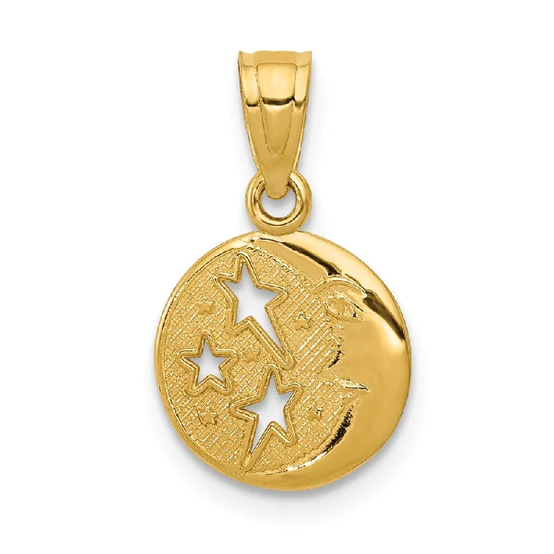 Last Chance To Shop High-End Jewelry At Markdown Prices 14k Yellow Gold 10mm Moon and Stars Pendant Last Chance To Shop High-End Jewelry At Markdown Prices 14k Yellow Gold 10mm Moon and Stars Pendant
