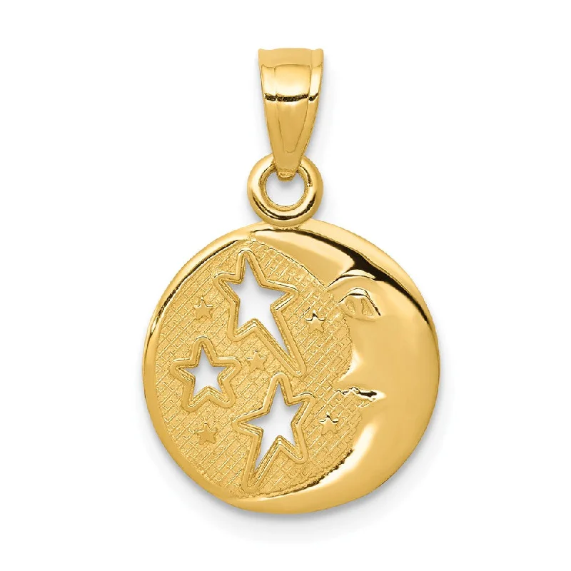 Get The Sparkle You Love At Prices You Adore 14k Yellow Gold 13mm Moon and Stars Pendant Get The Sparkle You Love At Prices You Adore 14k Yellow Gold 13mm Moon and Stars Pendant