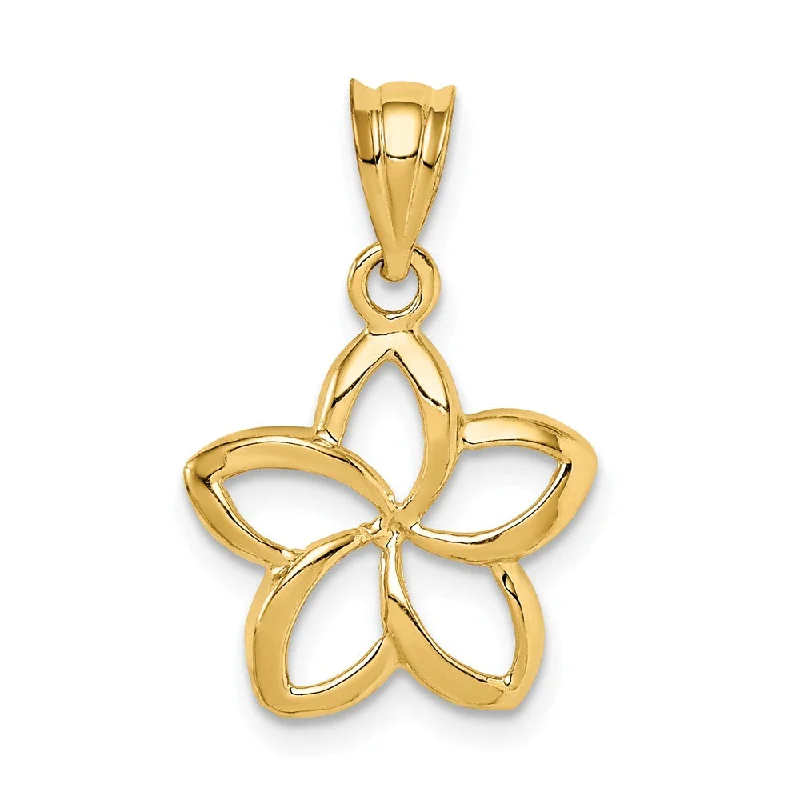 Shine Bright With Our Special Jewelry Promotions 14k Yellow Gold 14mm Plumeria Silhouette Pendant Shine Bright With Our Special Jewelry Promotions 14k Yellow Gold 14mm Plumeria Silhouette Pendant