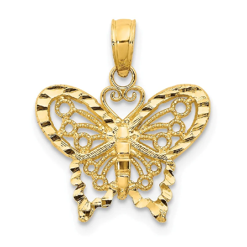 Chic And Stylish Jewelry At Discounted Prices 14k Yellow Gold 16mm Diamond Cut Butterfly Pendant Chic And Stylish Jewelry At Discounted Prices 14k Yellow Gold 16mm Diamond Cut Butterfly Pendant
