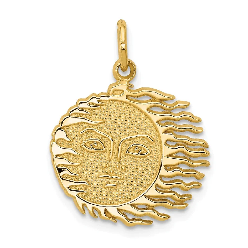 High-End Sparkle, Low-End Prices – Shop Now 14k Yellow Gold 17mm Flaming Sun Pendant High-End Sparkle, Low-End Prices – Shop Now 14k Yellow Gold 17mm Flaming Sun Pendant