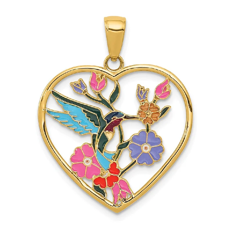 Luxury Jewelry At Budget-Friendly Prices – Grab Yours Now 14k Yellow Gold 22mm Enameled Hummingbird Heart Pendant Luxury Jewelry At Budget-Friendly Prices – Grab Yours Now 14k Yellow Gold 22mm Enameled Hummingbird Heart Pendant