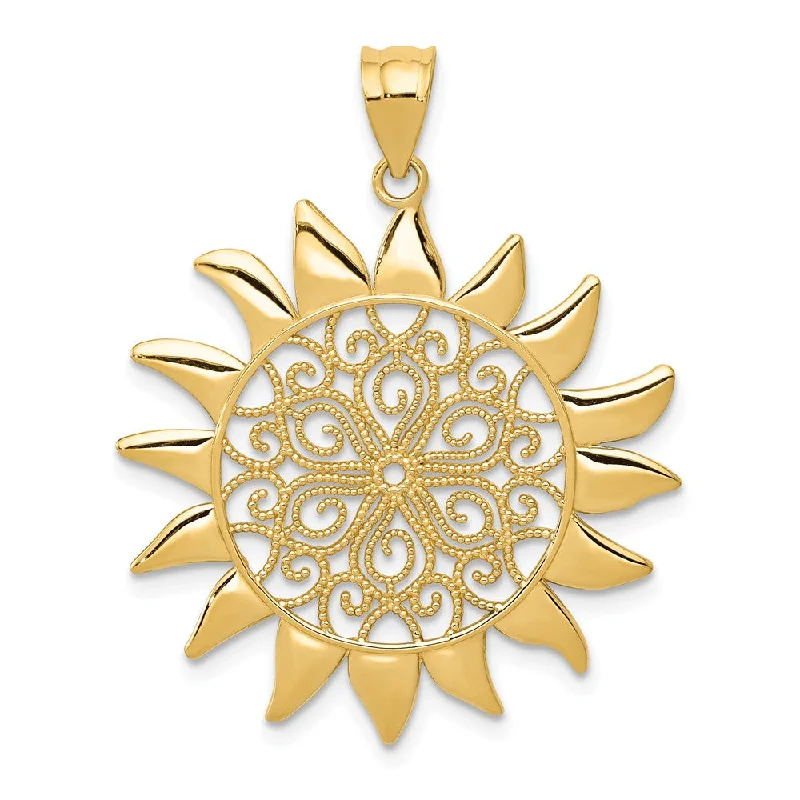Sparkle For Less – Shop Jewelry Deals Now 14k Yellow Gold 27mm Filigree Sun Pendant Sparkle For Less – Shop Jewelry Deals Now 14k Yellow Gold 27mm Filigree Sun Pendant