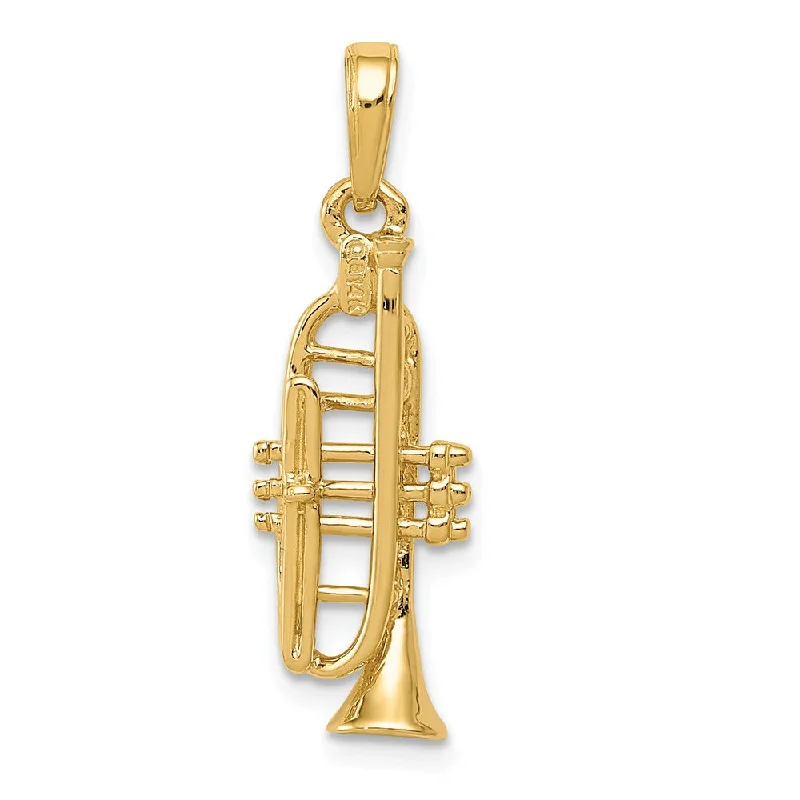 Affordable Glamour – Premium Jewelry For Less 14k Yellow Gold 3D Vertical Trumpet Pendant Affordable Glamour – Premium Jewelry For Less 14k Yellow Gold 3D Vertical Trumpet Pendant