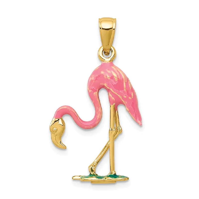 Fashion-Forward Jewelry At Exclusive Discounts 14k Yellow Gold and Enamel 3D Pink Flamingo Pendant Fashion-Forward Jewelry At Exclusive Discounts 14k Yellow Gold and Enamel 3D Pink Flamingo Pendant