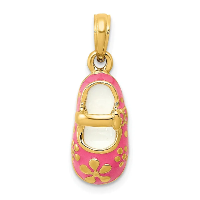 Jewelry Sale – Exclusive Styles At Lower Prices 14k Yellow Gold and Enamel Pink Baby Shoe Pendant, 7 x 22mm Jewelry Sale – Exclusive Styles At Lower Prices 14k Yellow Gold and Enamel Pink Baby Shoe Pendant, 7 x 22mm