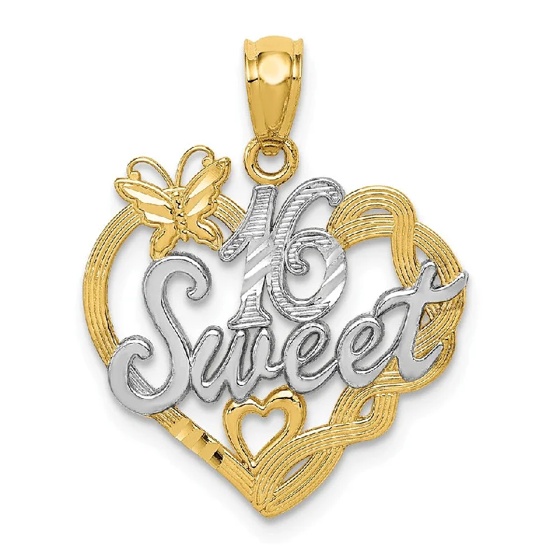 Your Dream Jewelry At Dream Prices 14k Yellow Gold and Rhodium Sweet 16 Butterfly Heart Pendant, 18mm Your Dream Jewelry At Dream Prices 14k Yellow Gold and Rhodium Sweet 16 Butterfly Heart Pendant, 18mm