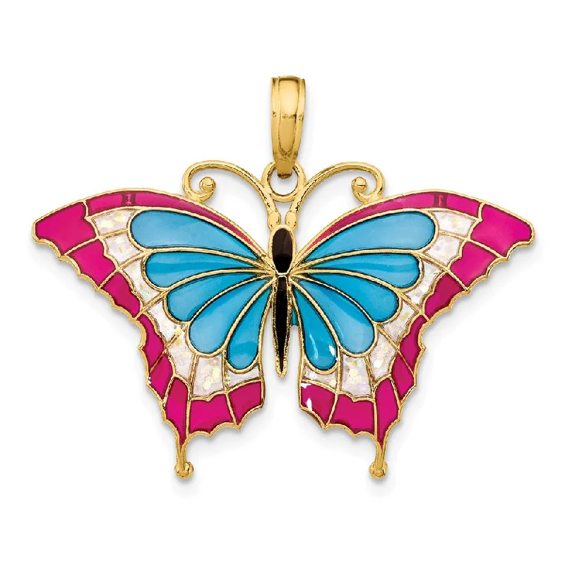 Shine In Style – Shop Jewelry Discounts Today 14k Yellow Gold & Blue Translucent Acrylic Butterfly Pendant, 30mm