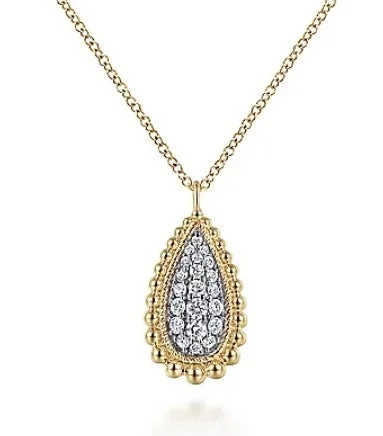 High-End Jewelry, Now More Affordable Than Ever 14K Yellow Gold Bujukan Pave Diamond Teardrop Pendant Necklace High-End Jewelry, Now More Affordable Than Ever 14K Yellow Gold Bujukan Pave Diamond Teardrop Pendant Necklace
