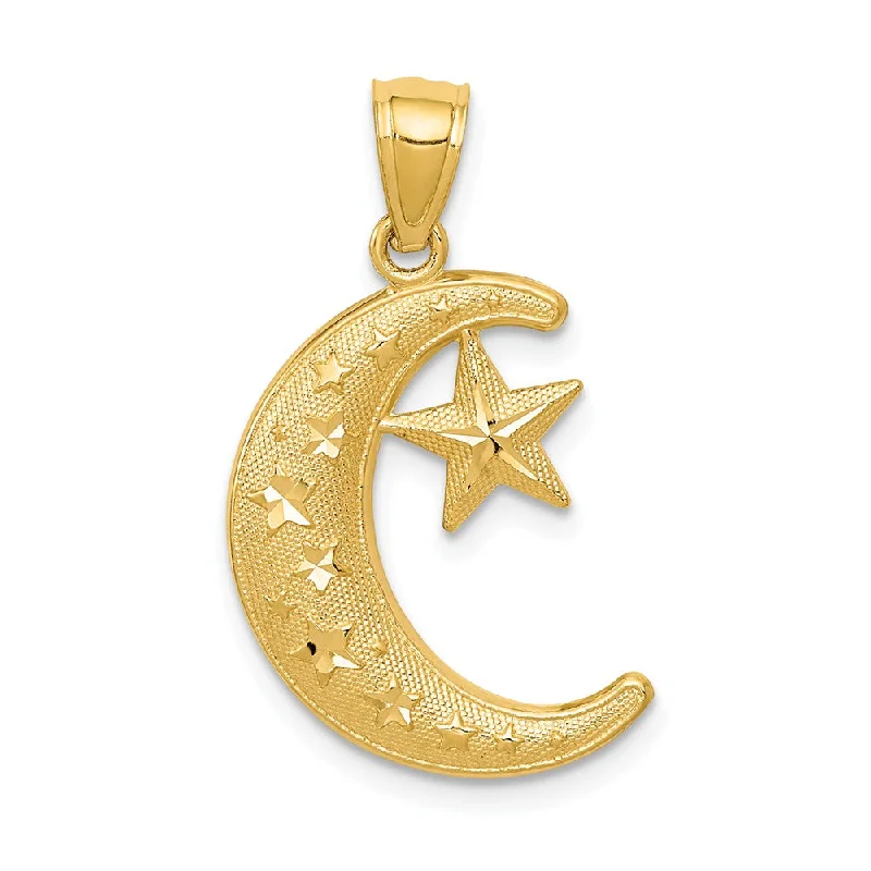 Luxury Jewelry Clearance – Shop Premium Styles Now 14k Yellow Gold Crescent Moon and Stars Pendant, 12 or 16mm Luxury Jewelry Clearance – Shop Premium Styles Now 14k Yellow Gold Crescent Moon and Stars Pendant, 12 or 16mm