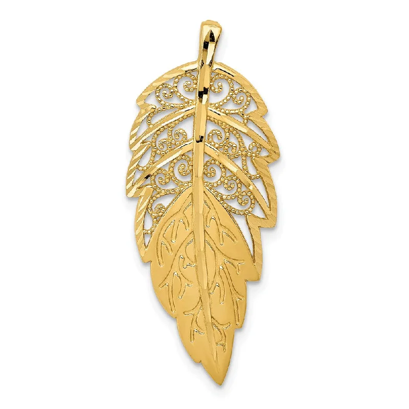 Seasonal Jewelry Clearance – Best Styles At The Lowest Prices 14k Yellow Gold Filigree and Diamond Cut Leaf Pendant Seasonal Jewelry Clearance – Best Styles At The Lowest Prices 14k Yellow Gold Filigree and Diamond Cut Leaf Pendant