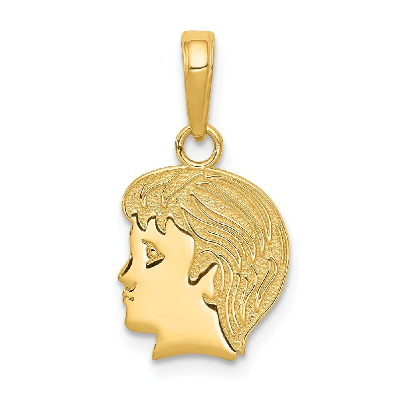 Timeless Elegance, Temporary Discounts – Act Fast 14k Yellow Gold Flat Profile Boy Head Pendant, 11mm (7/16 inch) Timeless Elegance, Temporary Discounts – Act Fast 14k Yellow Gold Flat Profile Boy Head Pendant, 11mm (7/16 inch)