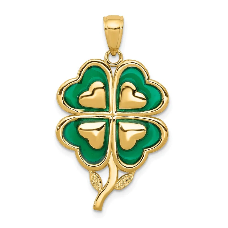 High-Quality Jewelry At A Fraction Of The Cost 14k Yellow Gold & Green Acrylic Four Leaf Clover Pendant, 19mm High-Quality Jewelry At A Fraction Of The Cost 14k Yellow Gold & Green Acrylic Four Leaf Clover Pendant, 19mm