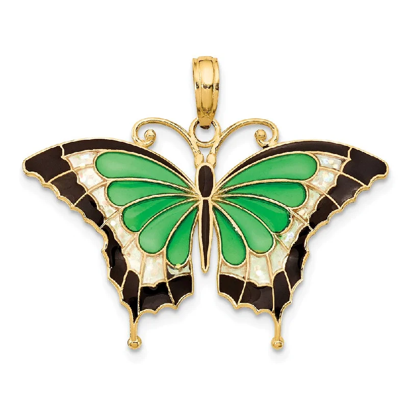 Bold And Beautiful Jewelry Now At Irresistible Prices 14k Yellow Gold & Green Translucent Acrylic Butterfly Pendant, 30mm Bold And Beautiful Jewelry Now At Irresistible Prices 14k Yellow Gold & Green Translucent Acrylic Butterfly Pendant, 30mm