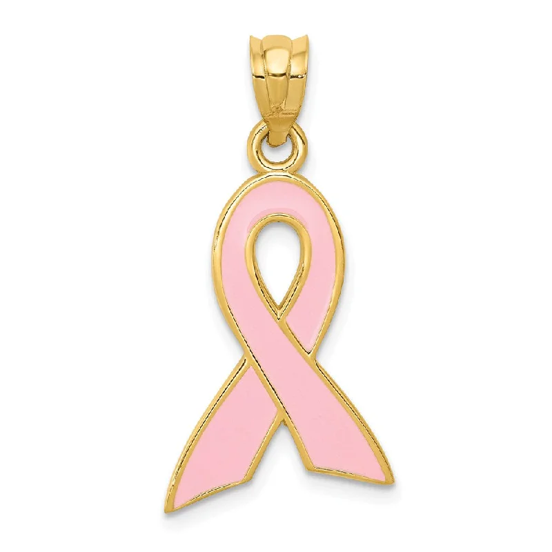 Luxury Jewelry Without The Luxury Price Tag 14k Yellow Gold & Pink Enamel Awareness Ribbon Pendant Luxury Jewelry Without The Luxury Price Tag 14k Yellow Gold & Pink Enamel Awareness Ribbon Pendant
