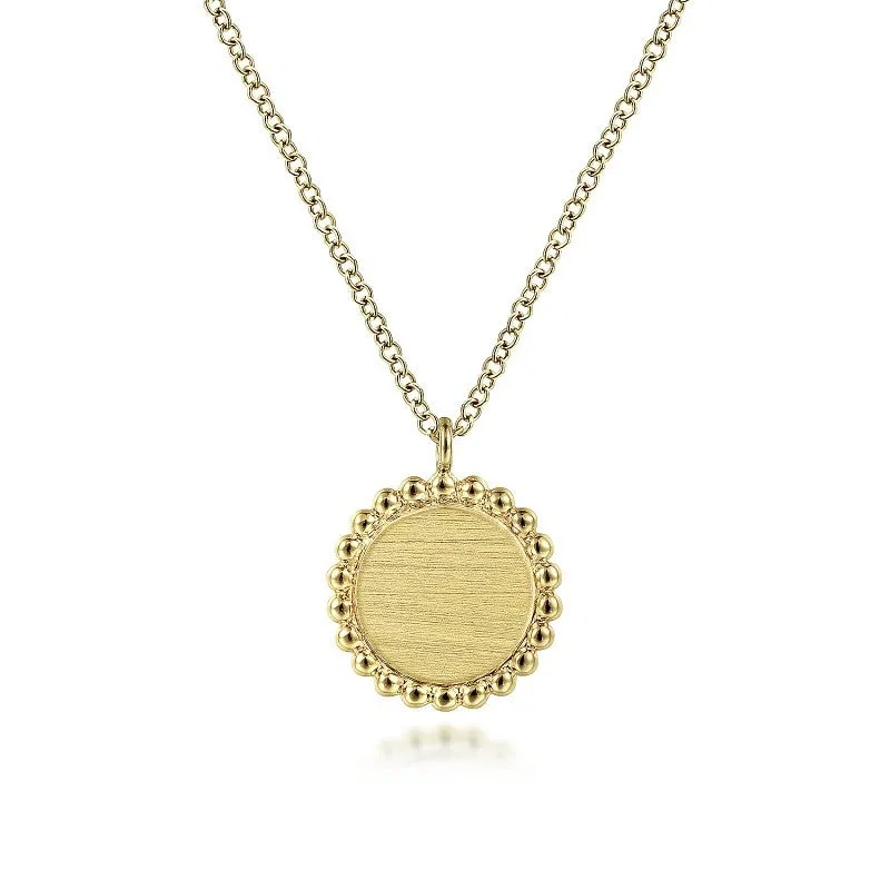 Timeless Jewelry At Special Discount Rates 14K Yellow Gold Round Pendant Necklace with Bujukan Bead Frame Timeless Jewelry At Special Discount Rates 14K Yellow Gold Round Pendant Necklace with Bujukan Bead Frame