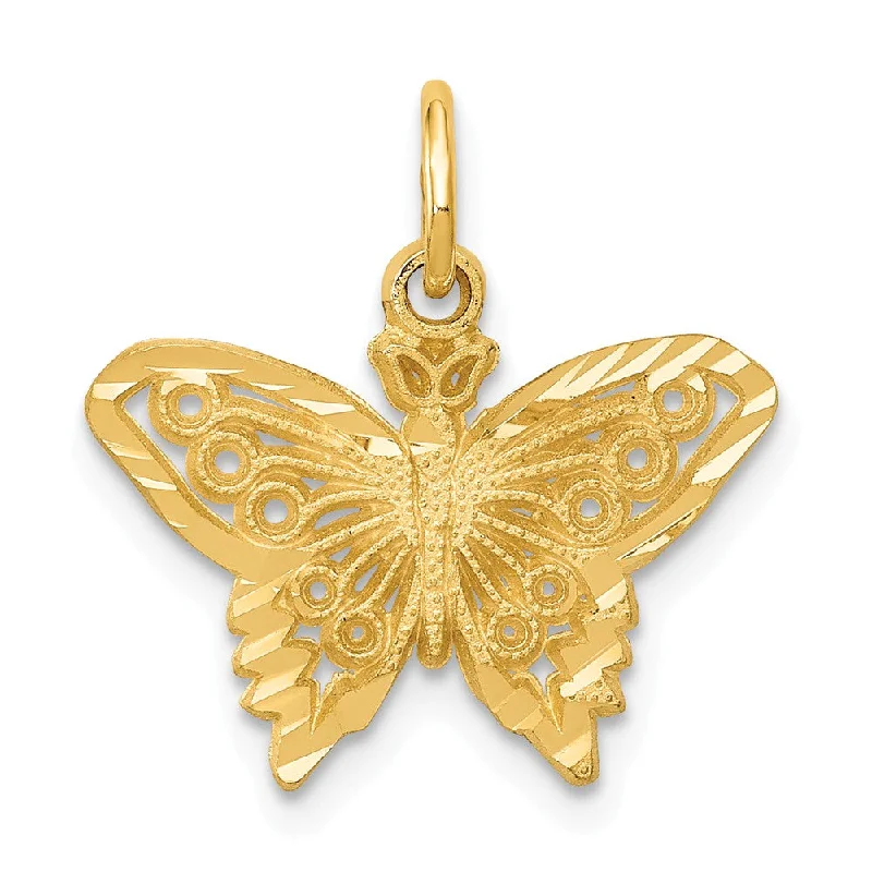 Your Dream Jewelry At Dream Prices – Shop Now 14k Yellow Gold Satin and Diamond Cut Butterfly Charm, 17mm Your Dream Jewelry At Dream Prices – Shop Now 14k Yellow Gold Satin and Diamond Cut Butterfly Charm, 17mm