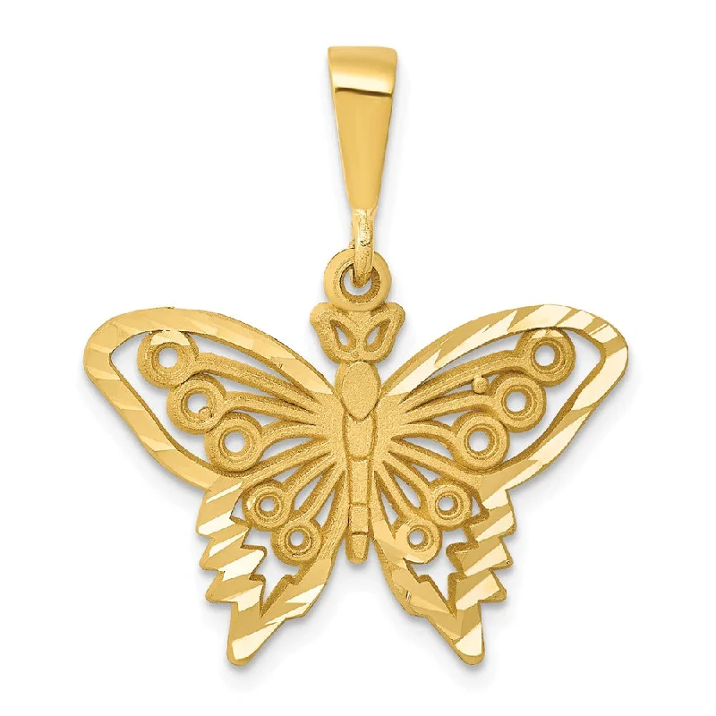 Don't Miss Out On Bestselling Jewelry At Special Prices 14k Yellow Gold Satin and Diamond Cut Butterfly Pendant, 25mm Don't Miss Out On Bestselling Jewelry At Special Prices 14k Yellow Gold Satin and Diamond Cut Butterfly Pendant, 25mm