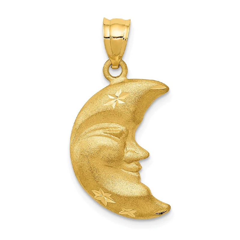 Timeless Jewelry Styles At Wallet-Friendly Prices 14k Yellow Gold Satin and Diamond Cut Crescent Moon Face Pendant Timeless Jewelry Styles At Wallet-Friendly Prices 14k Yellow Gold Satin and Diamond Cut Crescent Moon Face Pendant