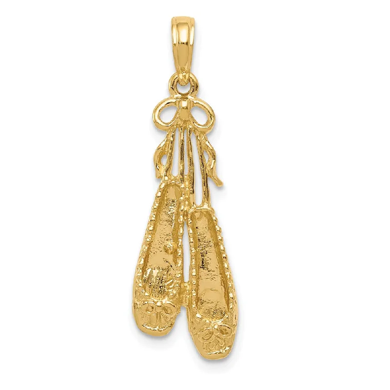 Dazzle In Elegance With Our Biggest Jewelry Sale 14k Yellow Gold Satin and Polished Ballet Slippers Pendant Dazzle In Elegance With Our Biggest Jewelry Sale 14k Yellow Gold Satin and Polished Ballet Slippers Pendant