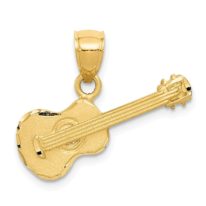 Trending Jewelry Now At Unbeatable Prices 14k Yellow Gold Satin & Diamond Cut 2D Acoustic Guitar Pendant, 20mm Trending Jewelry Now At Unbeatable Prices 14k Yellow Gold Satin & Diamond Cut 2D Acoustic Guitar Pendant, 20mm