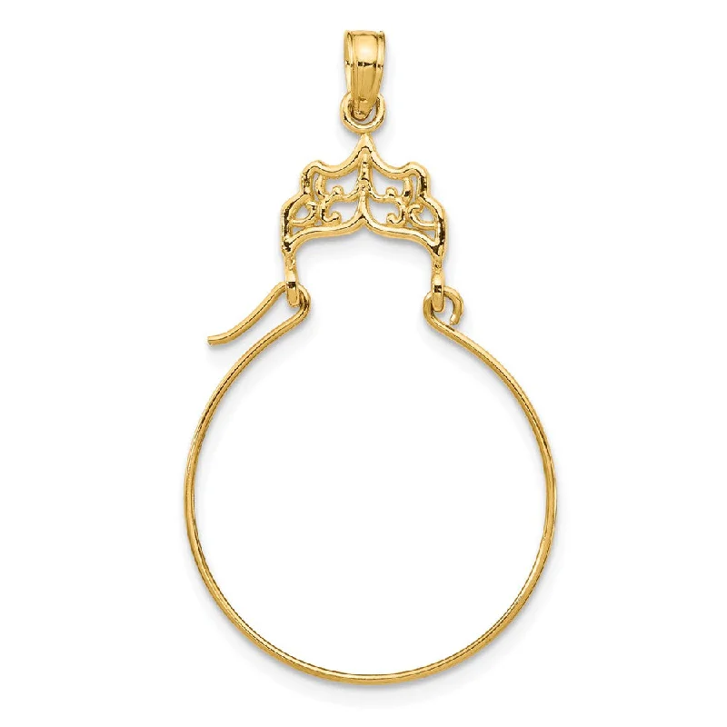 Jewelry Clearance – Final Chance To Save Big 14k Yellow Gold Satin & Diamond Cut Filigree Charm Holder Pendant 19mm Jewelry Clearance – Final Chance To Save Big 14k Yellow Gold Satin & Diamond Cut Filigree Charm Holder Pendant 19mm