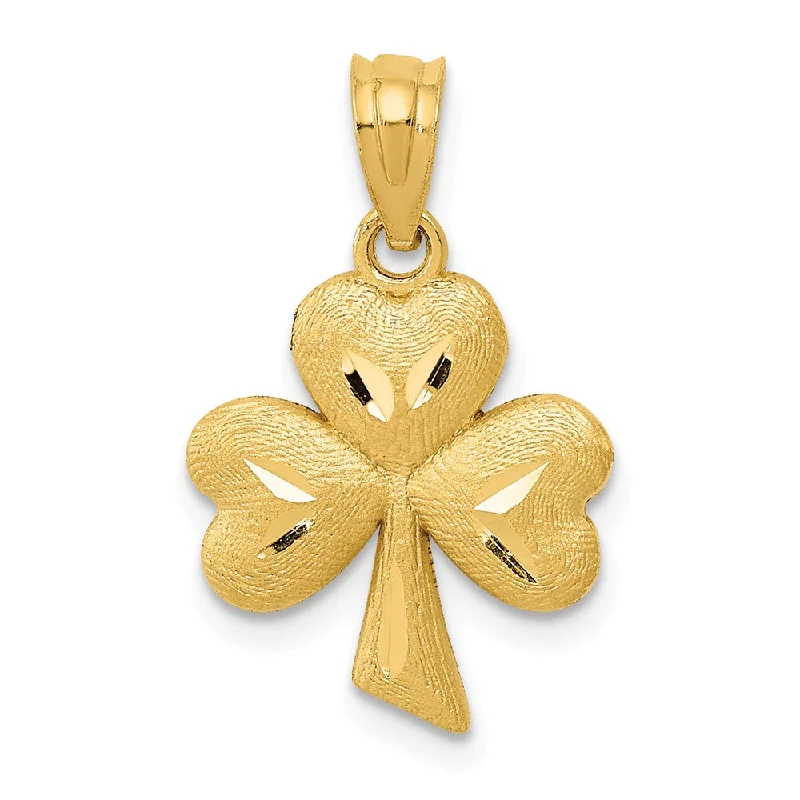 Fine Jewelry, Limited-Time Offers Available 14k Yellow Gold Satin & Diamond Cut Shamrock Pendant, 13mm (1/2 inch)