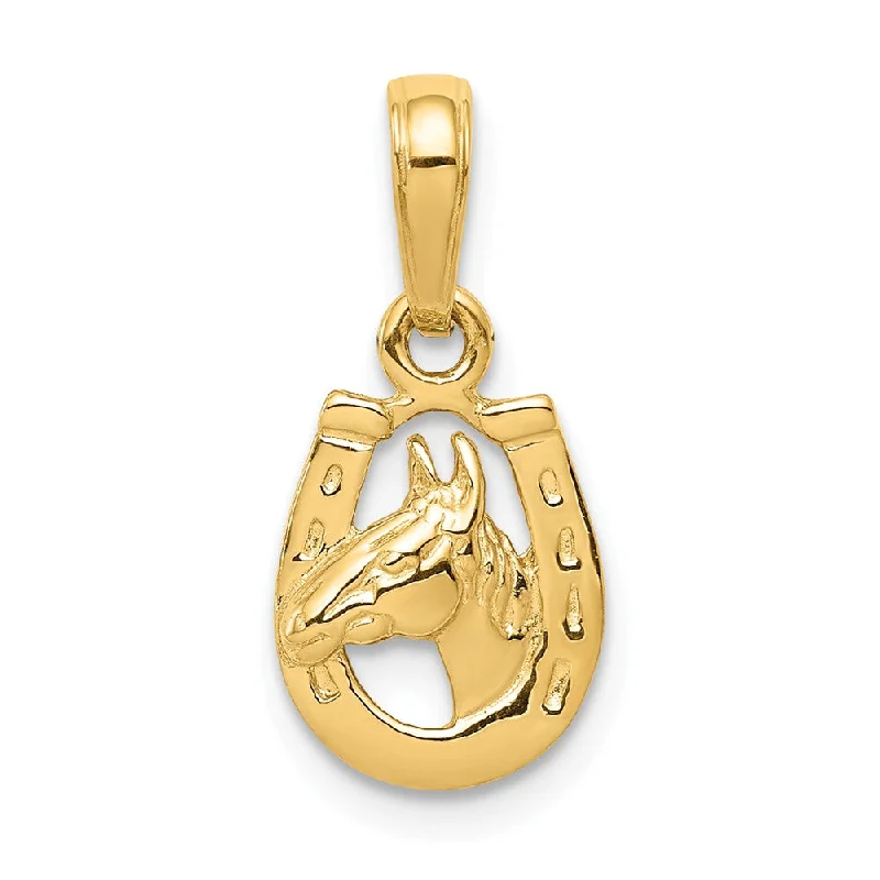 Stunning Jewelry At Even More Stunning Prices 14k Yellow Gold Small Horse Head and Horseshoe Pendant, 9mm Stunning Jewelry At Even More Stunning Prices 14k Yellow Gold Small Horse Head and Horseshoe Pendant, 9mm