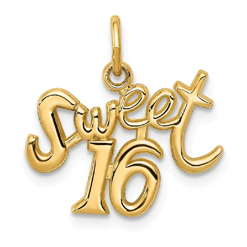 Grab Exquisite Jewelry At The Lowest Prices 14k Yellow Gold Sweet 16 Charm or Pendant, 17mm Grab Exquisite Jewelry At The Lowest Prices 14k Yellow Gold Sweet 16 Charm or Pendant, 17mm