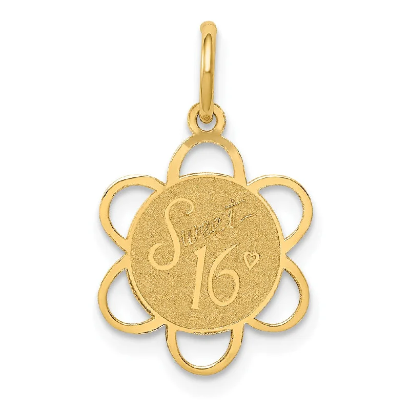 Sparkle On A Budget – Fine Jewelry For Less 14k Yellow Gold Sweet 16 Scalloped Disc Charm or Pendant, 13mm