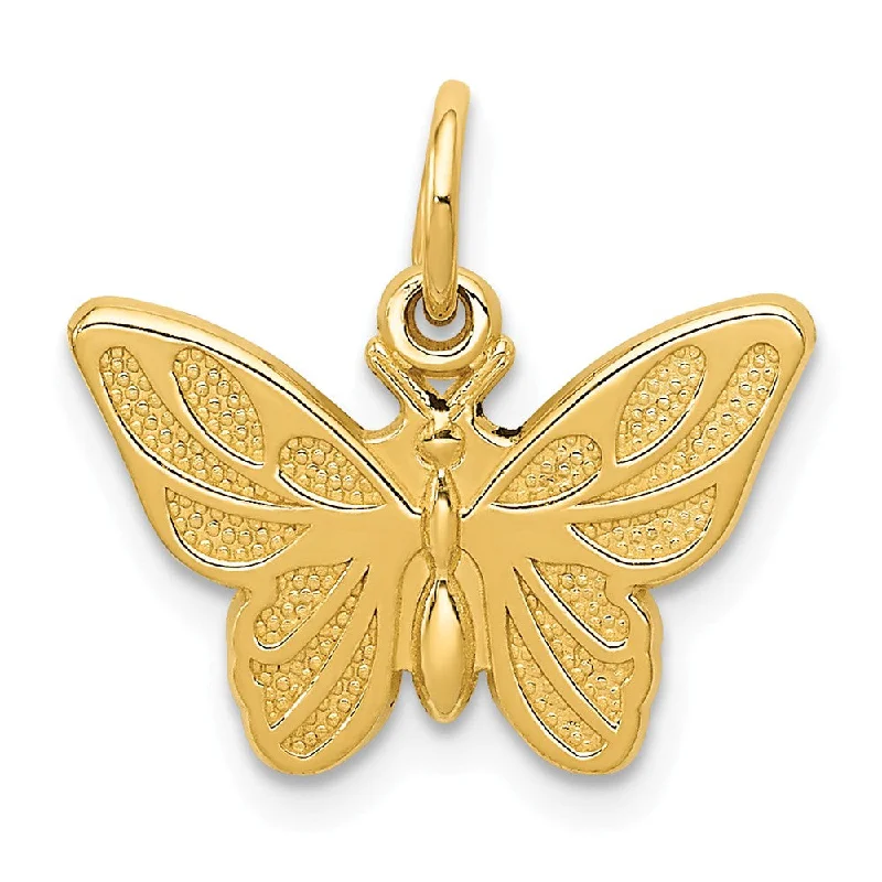 Breathtaking Jewelry At Limited-Time Savings 14k Yellow Gold Textured and Polished Butterfly Pendant, 17mm Breathtaking Jewelry At Limited-Time Savings 14k Yellow Gold Textured and Polished Butterfly Pendant, 17mm