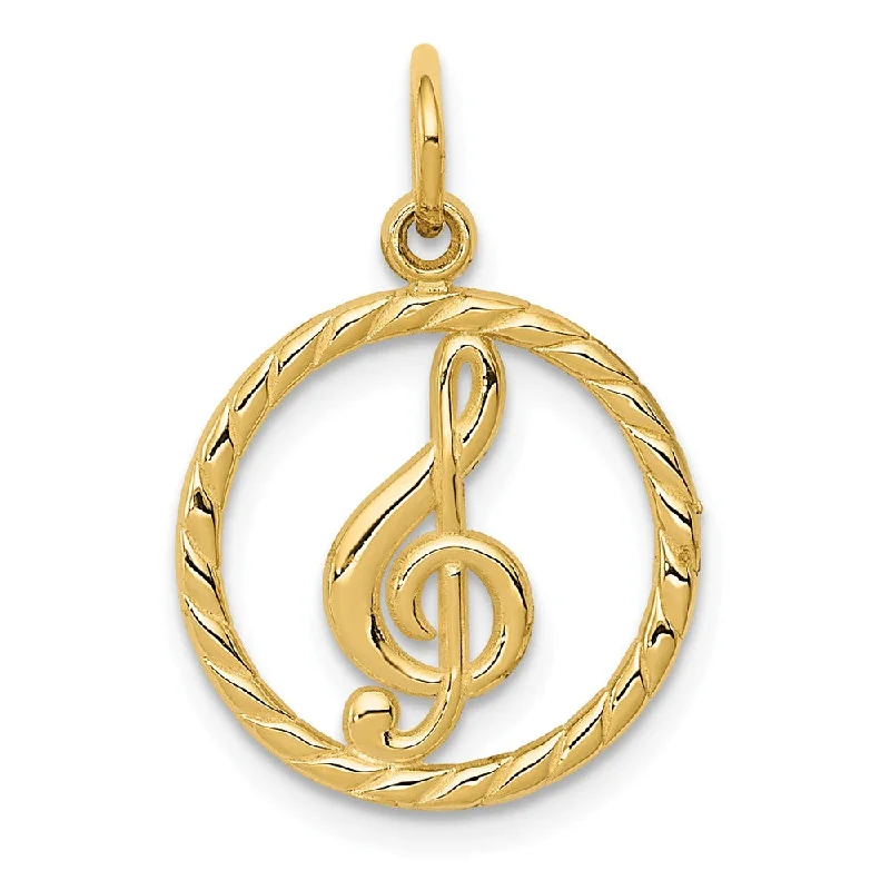 Shop Modern Jewelry Collections With Exclusive Discounts 14k Yellow Gold Treble Clef Circle Charm, 15mm Shop Modern Jewelry Collections With Exclusive Discounts 14k Yellow Gold Treble Clef Circle Charm, 15mm