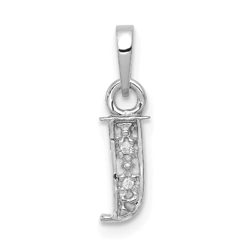 Shop Handcrafted Jewelry At Special Promotional Rates 14KT White Gold 1/100 CTW 15X8MM Initial Pendant; Initial J. Chain not Included Shop Handcrafted Jewelry At Special Promotional Rates 14KT White Gold 1/100 CTW 15X8MM Initial Pendant; Initial J. Chain not Included