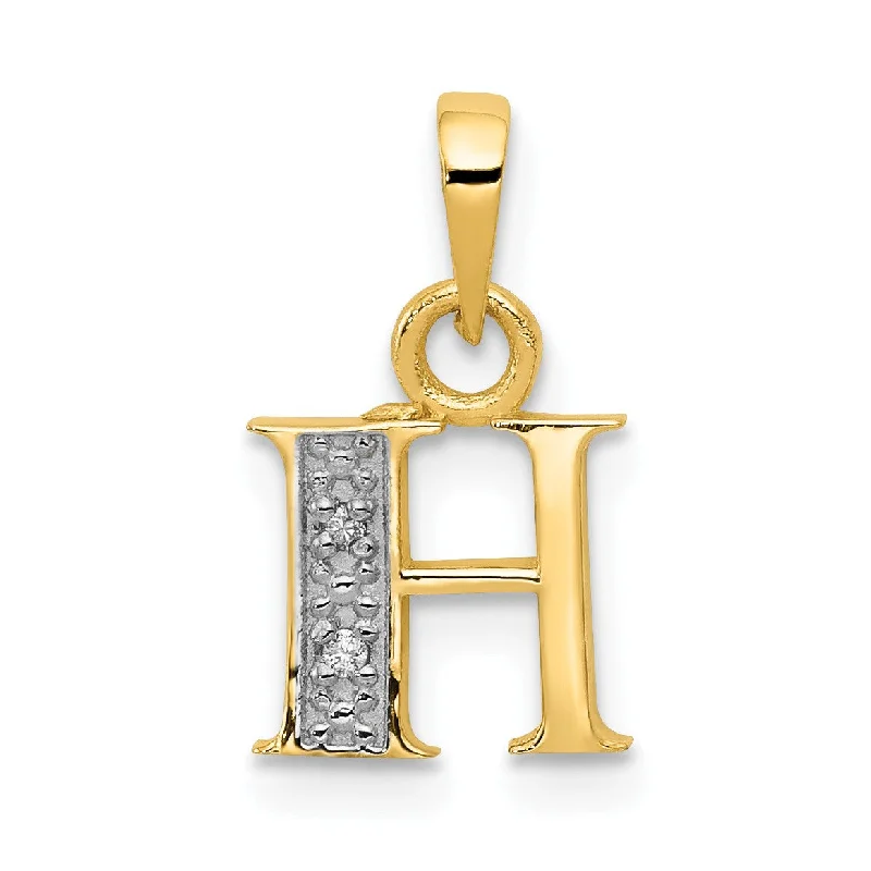 Elegant Jewelry, Exclusive Prices – Shop Now 14KT Yellow Gold With Rhodium Plating 1/100 CTW 15X8MM Initial Pendant; Initial H. Chain not Included Elegant Jewelry, Exclusive Prices – Shop Now 14KT Yellow Gold With Rhodium Plating 1/100 CTW 15X8MM Initial Pendant; Initial H. Chain not Included