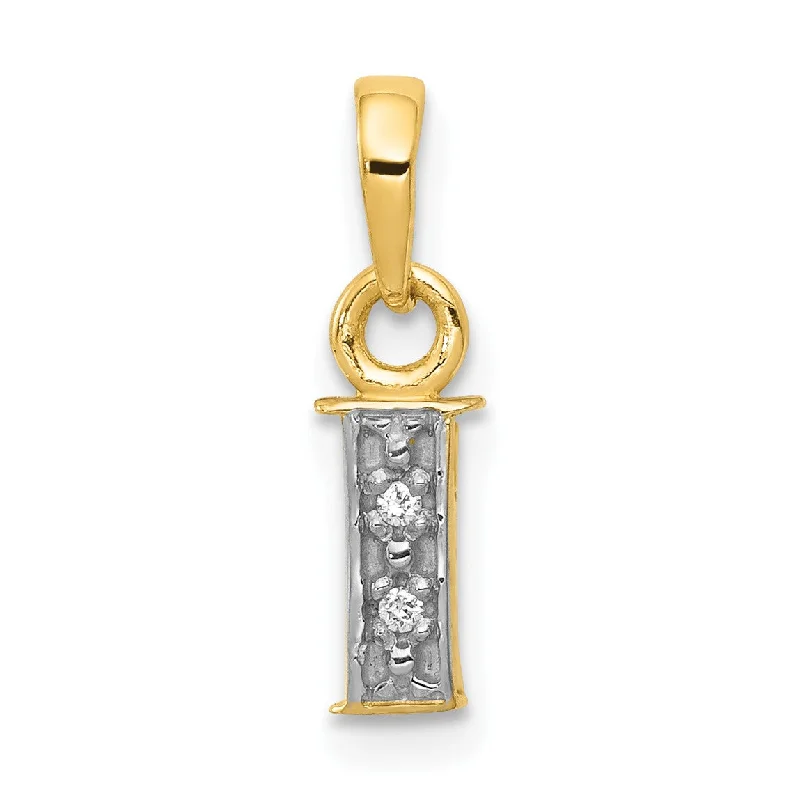 Bestselling Jewelry At Special Promotional Rates 14KT Yellow Gold With Rhodium Plating 1/100 CTW 15X8MM Initial Pendant; Initial I. Chain not Included Bestselling Jewelry At Special Promotional Rates 14KT Yellow Gold With Rhodium Plating 1/100 CTW 15X8MM Initial Pendant; Initial I. Chain not Included