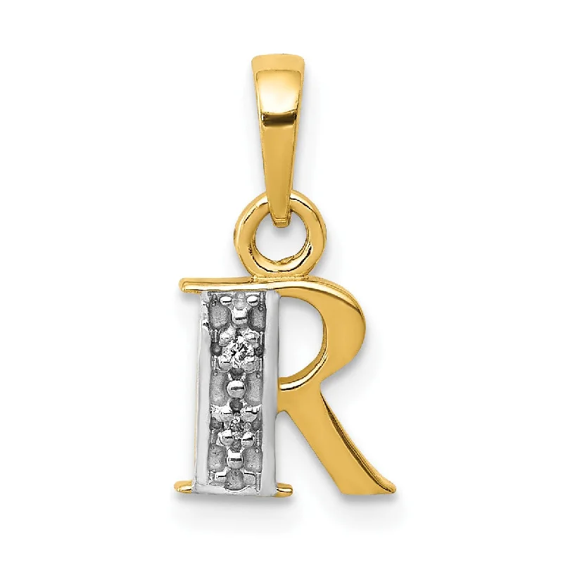 Trending Jewelry Styles Now At Limited-Time Discounts 14KT Yellow Gold With Rhodium Plating 1/100 CTW 15X8MM Initial Pendant; Initial R. Chain not Included Trending Jewelry Styles Now At Limited-Time Discounts 14KT Yellow Gold With Rhodium Plating 1/100 CTW 15X8MM Initial Pendant; Initial R. Chain not Included