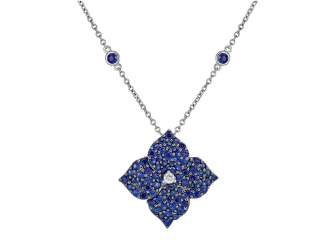 Elegant Jewelry Pieces At Unbelievable Prices 18k White Gold Sapphire Diamond Flower Pendant Elegant Jewelry Pieces At Unbelievable Prices 18k White Gold Sapphire Diamond Flower Pendant