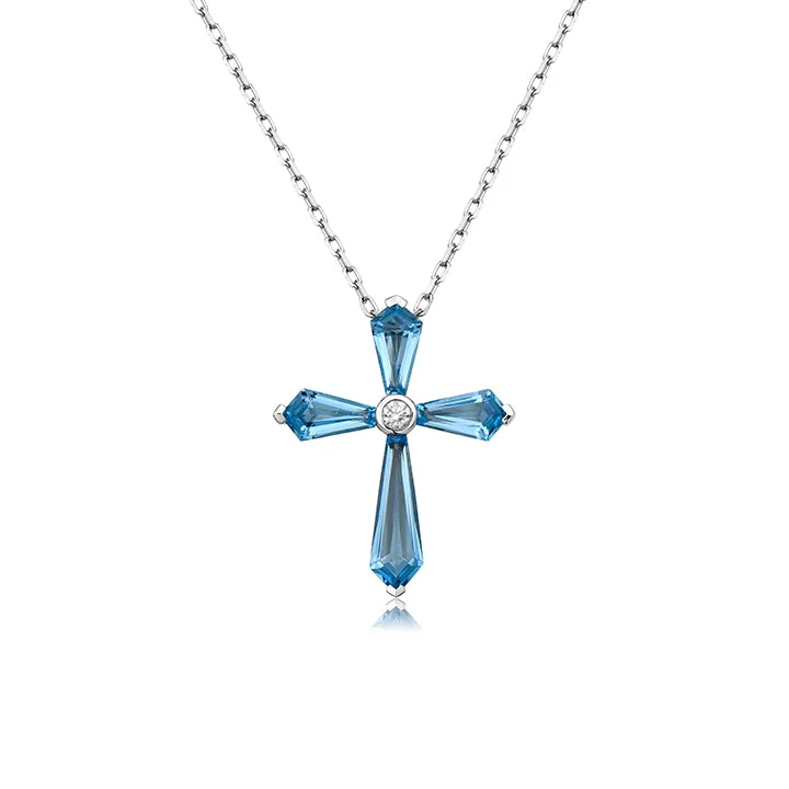 Special Jewelry Deals – Upgrade Your Collection 18k White Gold Blue Topaz Cross Pendant Necklace Special Jewelry Deals – Upgrade Your Collection 18k White Gold Blue Topaz Cross Pendant Necklace