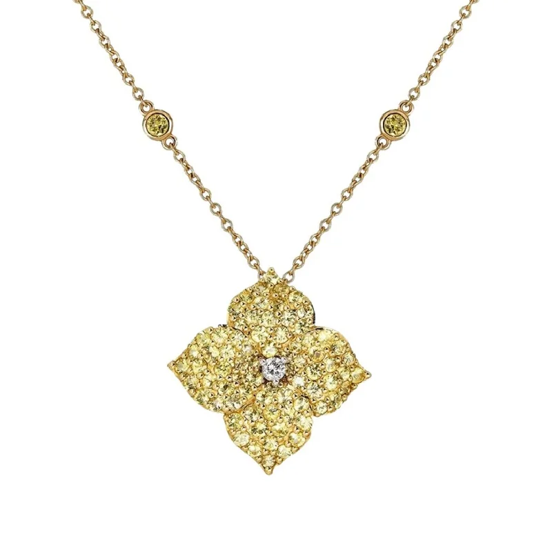 Jewelry Sale Bonanza – Grab Your Sparkle Now Yellow Sapphire & Diamond Large Flower Pendant Jewelry Sale Bonanza – Grab Your Sparkle Now Yellow Sapphire & Diamond Large Flower Pendant