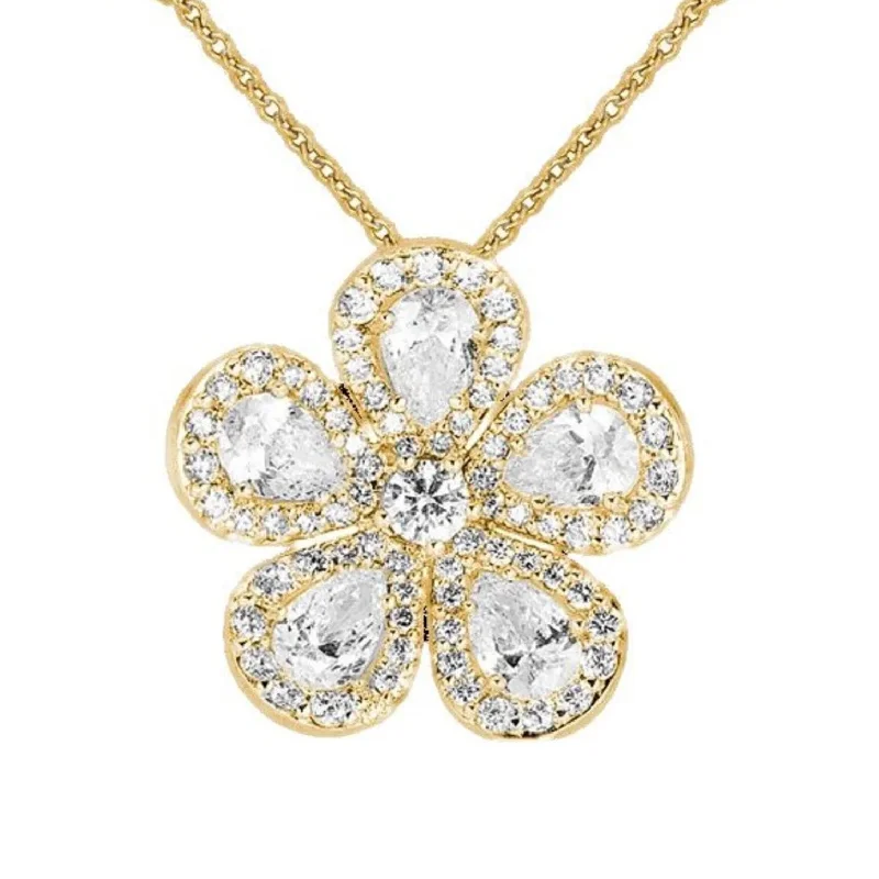 The Perfect Jewelry Piece At The Perfect Price 18k Yellow Gold Small Diamond Flower Pendant The Perfect Jewelry Piece At The Perfect Price 18k Yellow Gold Small Diamond Flower Pendant