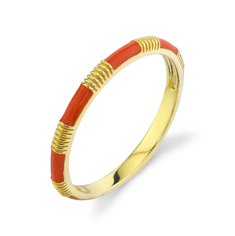 Premium Jewelry Now Available At Special Discounts 18k Yellow Gold Orange Enamel Stackable Ring Premium Jewelry Now Available At Special Discounts 18k Yellow Gold Orange Enamel Stackable Ring