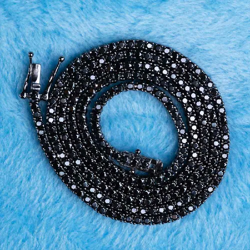 Your Dream Jewelry At Dream Prices 2MM Black Moissanite Tennis Chain 14K Black Gold Your Dream Jewelry At Dream Prices 2MM Black Moissanite Tennis Chain 14K Black Gold
