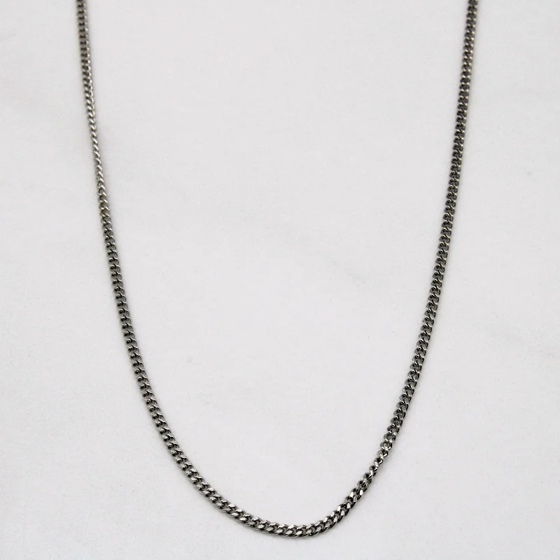 Fashion-Forward Geometric Jewelry For Contemporary Style 9k White Gold Curb Chain | 18" | Fashion-Forward Geometric Jewelry For Contemporary Style 9k White Gold Curb Chain | 18" |