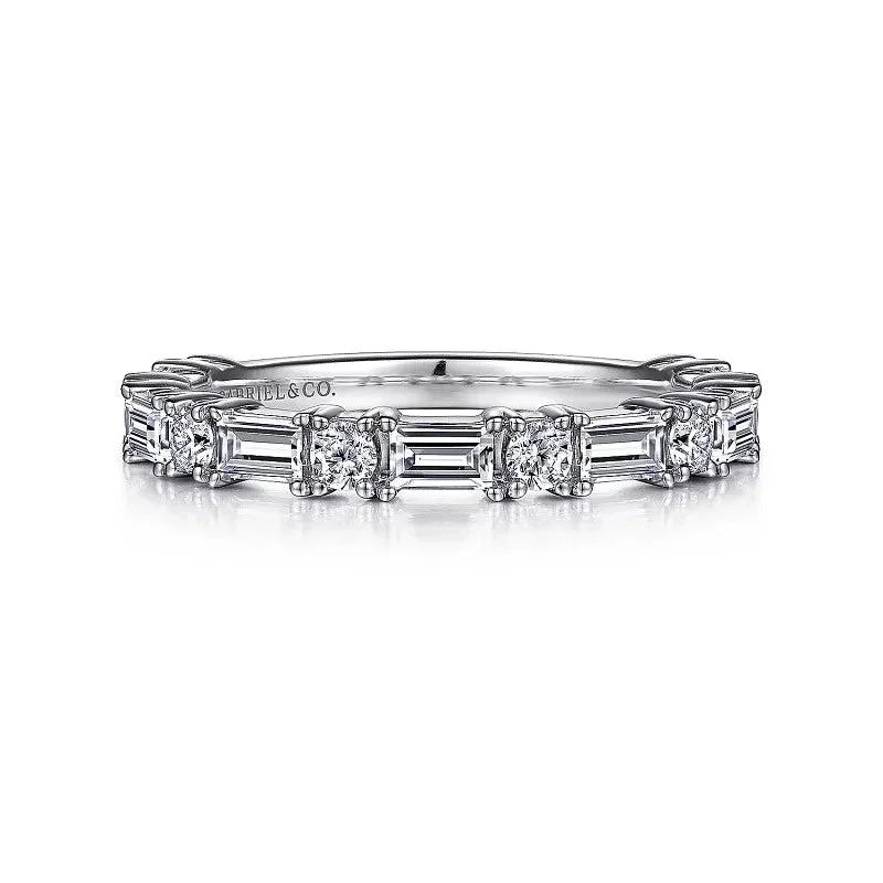 Jewelry Clearance – Final Chance To Save Big Aggie - 14K White Gold Baguette and Round Diamond Anniversary Band - 0.99 ct Jewelry Clearance – Final Chance To Save Big Aggie - 14K White Gold Baguette and Round Diamond Anniversary Band - 0.99 ct